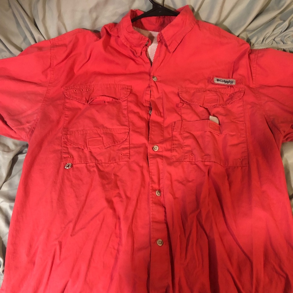 Red/orange pfg button up shirt